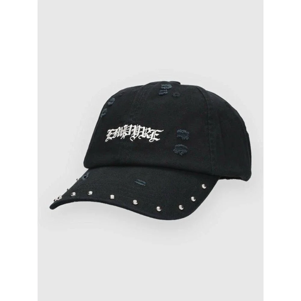 Empyre Grunge Logo Studded Distressed Black Strapback Hat